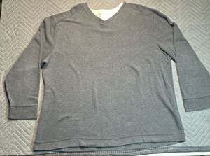 Method Mens XXL Heather Charcoal Gray Thermal Waffle Knit Long Sleeve V-Neck